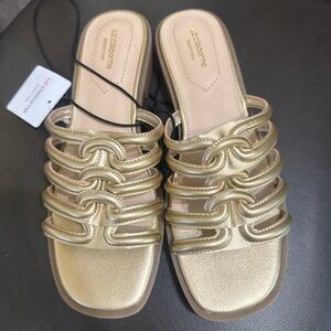 Liz Claiborne Sandals Metallic Gold Multi-Strap  size 7.5